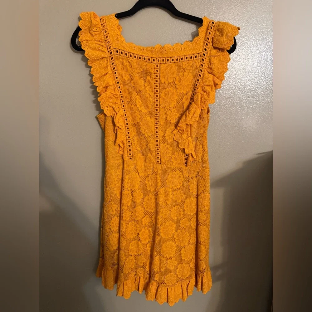 selfie leslie yellow dress Dainty Frill Trim Mini 34 CARE Hand Wash Cold Selfie Leslie Lace Dress Marigold